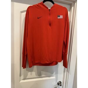 Nike Running Top Womens Large Red Olympic Team USA Dri Fit Training 1/4 Zip